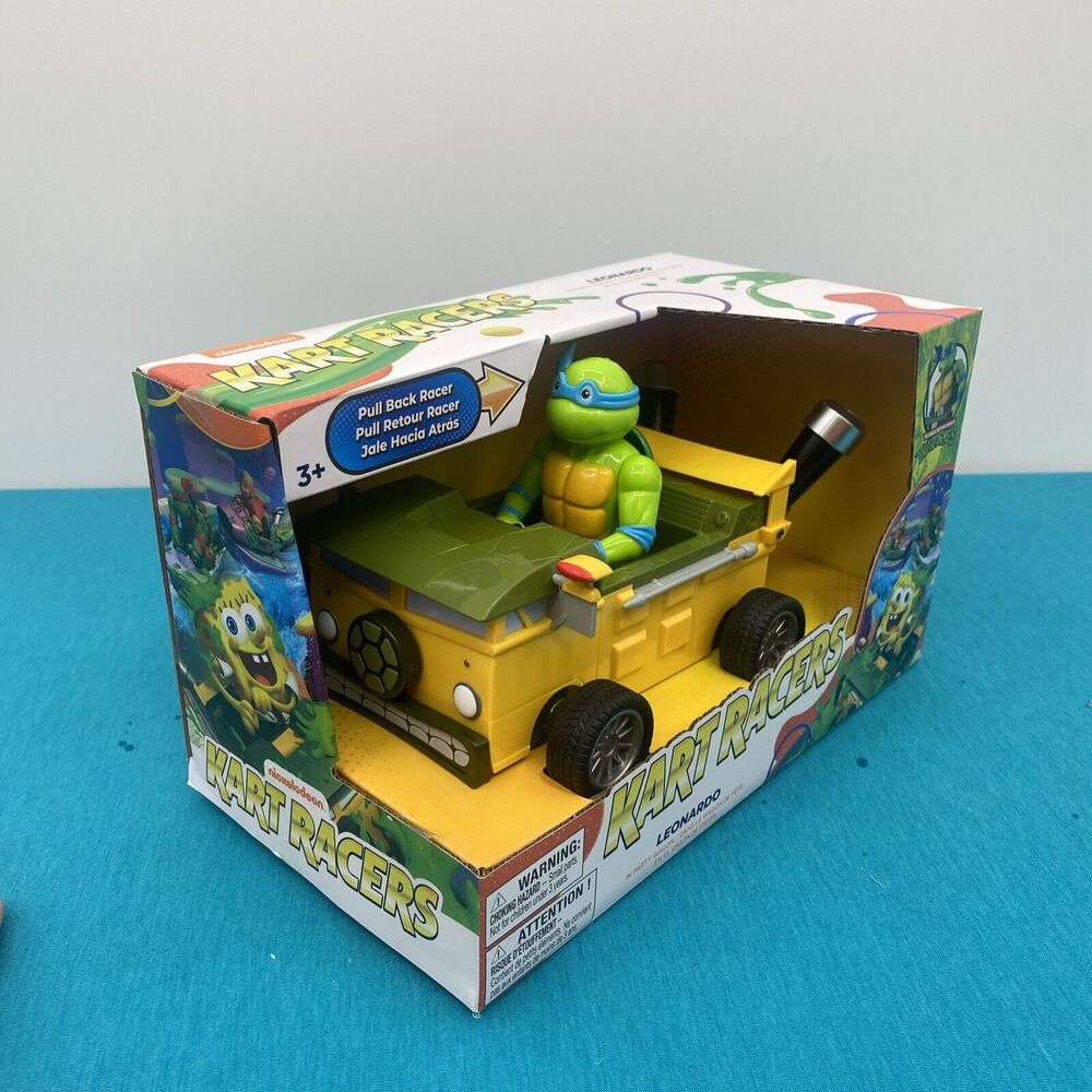 Nickelodeon TMNT Pullback Kart Racers Leonardo In Party Wagon Teenage Mutant